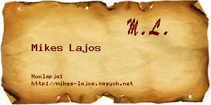Mikes Lajos névjegykártya